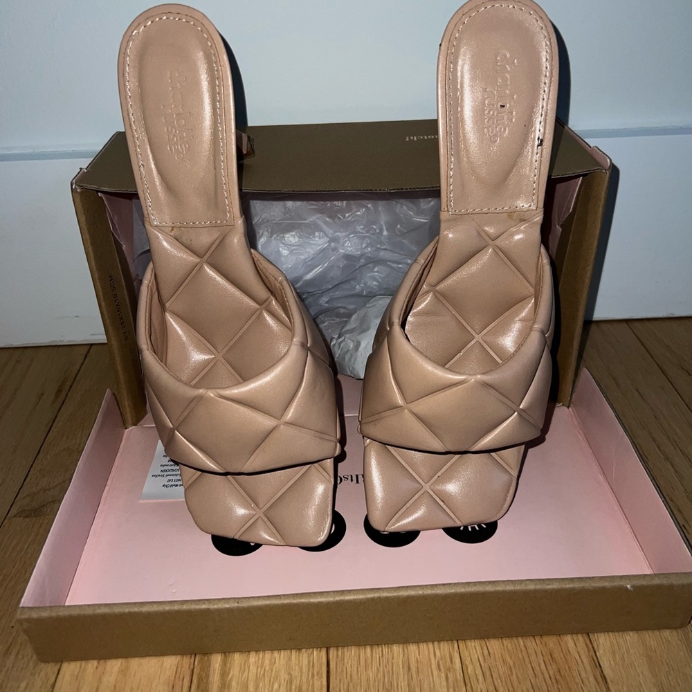 Charlotte Russe Nude Quilted Mules
